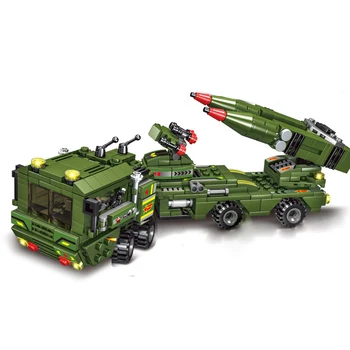 Karinės WW2 Raketų Automobilio Modelio Blokai Armijos Sunkvežimių Kareivis Plytų Nustatyti Švietimo Automobilių Žaislai Kalėdų Dovana