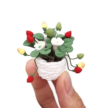 Kawaii Dirbtinis 1/12 Lėlių Gėlių Miniatiūriniai Išskirtinį Žaliųjų Augalų Ornamentais Dekoruoti 2020 Vėliau Kaip Lėlės Namas Priedai