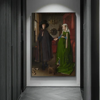 Klasikinis Naftos Tapyba ant Drobės Jan Van Eyck, Kad Arnolfini Portretas, Reprodukcijos, Plakatai ir Spausdina Sienos Menas Namų Dekoro