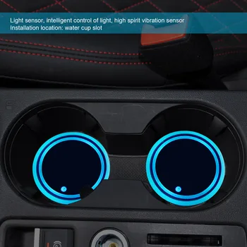 LED Puodelio Laikiklis Lemputės 7 Spalvų šviesų Ritmu Šviesos App Automobilių Accesories Interjero Fluorescentinė Automobilių Padėkliukai Padas