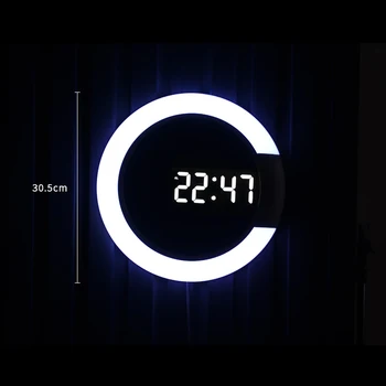 LED Šviesos Sieninis Laikrodis Termometras Nuotolinio Valdymo Spalvingas Laikrodis Daugiafunkcinis Kūrybos Namuose Termometras Skaitmeninis Laikrodis-Žadintuvas