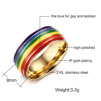 LETAPI 2020 Naujas Mados Aukštos Kokybės 8mm Aukso Sidabro Spalvos Nerūdijančio Plieno Vaivorykštė Pasididžiavimas Lesbiečių Pilka Vestuvių Žiedą, kad Vyras, Moteris