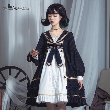 Lolita japonų arbatos šalis, brangioji lėlės antkaklio, tamsiai gotikos jk vienodas lolita ilgomis rankovėmis suknelę, retro sailor cosplay loli