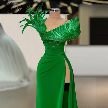 Lowime Žalios Plunksnos Oficialų Vakarinę Suknelę 2021 Artimųjų Rytų, V Kaklo Dubajus Arabų Šalis Suknelė Vestuvėms Rūbeliai Prom Dresses Ilgai