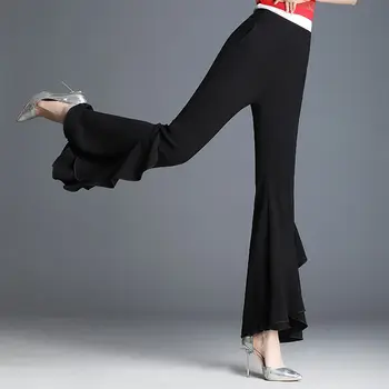 Mados korėjos Aukšto Juosmens Flare Kelnės Moterų 2021 m. Vasarą Naujųjų Slim Elastinga Juosmens Pynimas Kelnės Moteriška Streetwear Ilgas Kelnes