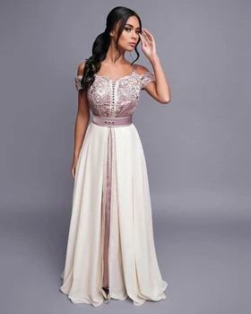 Mados Maroko Caftan Vakarinę Suknelę-Line Grindų Ilgis Vasaros Suknelės Plius Dydžio Užsakymą Dubajus Vestidos De Gala