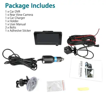 Mažas Brūkšnys Cam 3 Prietaisų skydelis Kamera, Diktofonas 4 Colių Ekranas Video DVR 3 Būdais HD Car Black Box galinio vaizdo Car DVR Vairavimo Diktofonas