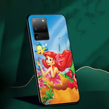Mermaid Princesė Mielas Samsung S20 FE Ultra Plus A91 A81 A71 A51 A41 A31 A21S A72 A52 A42 A02S Soft Black Telefono dėklas