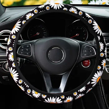 Mielas Daisy Gėlių Automobilio Salono Apdailos Megztas Vairas Apima Universaliųjų Automobilių Reikmenys Rato Gaubtas Be Vidinio Žiedo