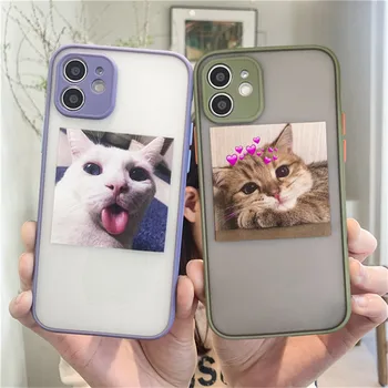 Mielas Funny Cat Matinio Telefono dėklas Skirtas iPhone 12 11 Pro Max 12 Mini 7 8 Plus XS Max X XR SE Kameros Objektyvo Apsaugos Galinį Dangtelį