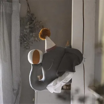 Mielas Gyvūnų Dramblys Galvą Įdaryti Pliušinis Lėlės Vaikų Mergaičių Miegamojo Sienos Kabo Ornamentu Namų Puošybai Nepriklausomo Foto Rekvizitai