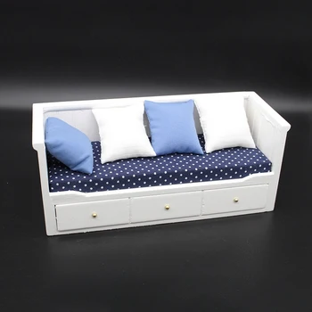 Miniatiūriniai Lėlių Sofos 1:12 Mini Sofa-lova, miegamojo Baldai, Mediniai Doll House Dekoro Gimtadienio Amatų Vaikams