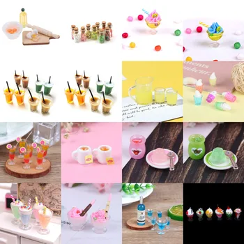 MiniDrink Ledų Indelių Rinkinį, Vaisių, Daržovių Butelis, Mini Maisto Lėlės Priedai Tinka Žaisti Namuose Žaislas Miniatiūriniai Lėlių Namelis