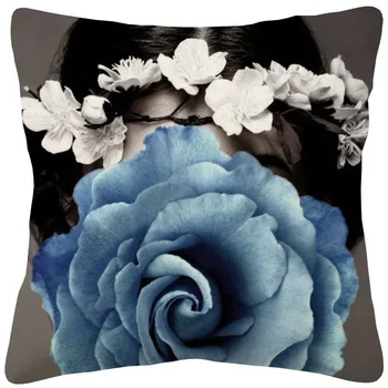 Modernus Gėlių ant Galvos Namų dekoro Sofos Pagalvės užvalkalą Grožio Moteris Apdailos Pagalvėlė Padengti 45X45cm 30X50cm Smėlio spalvos Lininiais
