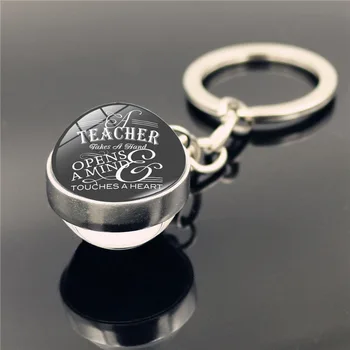 Mokytojų Dieną, Metalo Keychain Dvigubo Stiklo Pusėje Kamuolį Key Chain Mokytojas Dovana, Raktų Žiedas Mielas Keychain 