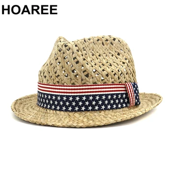 Moteriški vasaros skrybėlės Šiaudų Saulės Skrybėlę Vyrų Džiazo Trilby Skrybėlės Vyras Moteris Porkpie Britų Penkių Žvaigždučių Paplūdimio Atostogų Pajūrio Fedora Bžūp