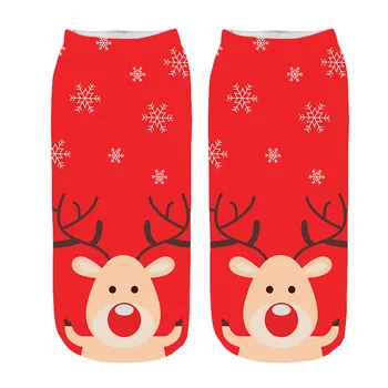 Moterų 3D spausdinimo Kalėdų kojinės santa medvilnės kulkšnies mielas minkštas trumpų kojinių kvėpuojantis prakaitas sugeriančios atsitiktinis trumpas valtis kojinės