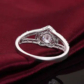 Moterų 925 Sterling Silver Crystal Meilė Širdies Formos Žiedo Nuotakos Vestuvių Papuošalai Vestuvinis Žiedas Crystal Vestuvių Žiedai