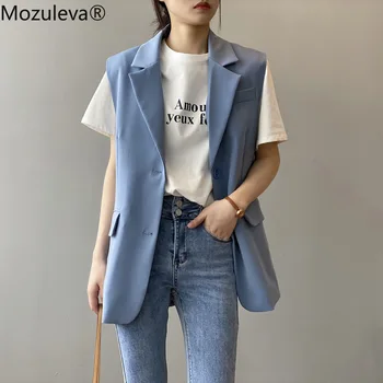 Mozuleva Naujas 2021 Office Ponios Tiesiog Rankovių Vieną Krūtinėmis Švarkas Liemenė Moterims Laisvalaikio Kostiumas Striukė Kokybės Outwear Viršūnės