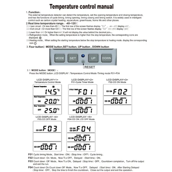Multi-funkcija, Temperatūros Reguliatorius su Laikmačio Jungiklis Jutiklis Skaitmeninis Termostatas Inkubatorius Lizdą Zondas Šildymo Aušinimo