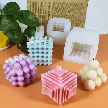 Multi-stiliaus Rubiko Kubo Žvakė Pelėsių Geometrijos Silikono Šokolado Ledo Muilo Aromato Difuzorius Pelėsių 3d formos, skirtos žvakė priėmimo komplektas