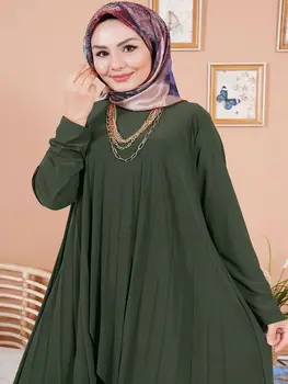 Musulmonų rinkiniai, tunika, kelnes hijab Ramadanas Kaftan Dubajus Abaja Turkijos Musulmonų moterų suknelė, hijab Islamo Kaftan Marocain suknelės Vestido