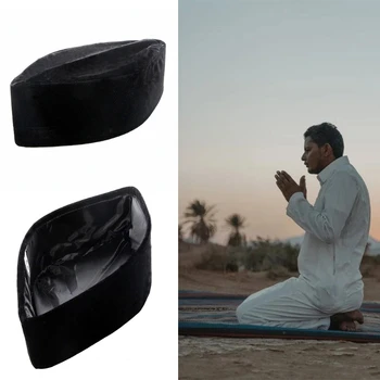 Musulmonų Vyrų Velvet Black Kufi Skrybėlę Islamo turkijos Takke Malda Dangtelis variklio Dangčio Turbaną AXYD