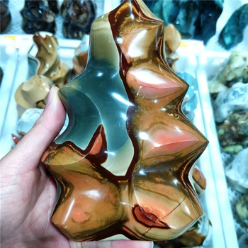 Natūralus Jūros Jade Kristalų Fakelas Ocean Jasper Liepsna Ornamentu Namų Pateikti Senovinių Akmens Amatų, Dizaino Kambarį Dekoro Salonas
