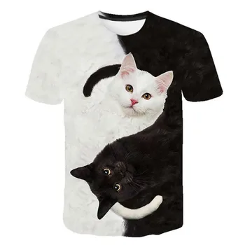 Nauja 2021 Cool mados marškinėliai vyrams ir moterims, dvi kates spausdinti 3d marškinėliai vasaros trumpomis rankovėmis t shirts vyrų t shirts XXS-6XL