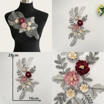 Naujas atvykti 3D gėlių Siuvinėjimas, Aplikacijos, Siuvimo Nėrinių Apykaklę 