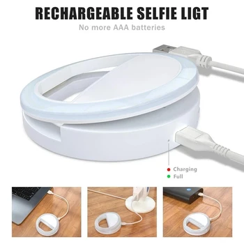 Naujas Nešiojamas LED Selfie Žiedas Šviesos USB Telefono Fotografija Žiedas Šviesos Stiprinimas Smartfon Selfie Didinti makiažas Užpildyti Žibintai