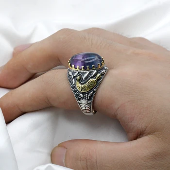 Naujas stilius 925 sterlingas sidabro fluorito vyrų ir moterų žiedas spinel turkų rankų darbo papuošalai žiedas