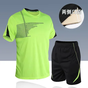 Nauji vyriški sportiniai 2020 m. vasarą dviejų dalių vyriški trumparankoviai marškinėliai viršuje kombinezonas šortai vyriški sportiniai fitneso veikia drabužiai
