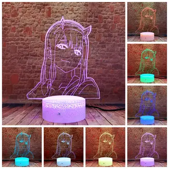 Nulis Du Anime Figuras Modelio 3D Iliuzija LED naktinė lempa Spalvingų šviesų DARLING į FRANXX veiksmo ir žaislas duomenys