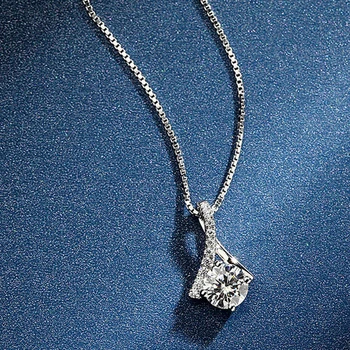 OEVAS 925 Sterlingas Sidabro 1 karatas Mossanite akmens Karoliai Clavicle grandinės, skirtos Putojantis Vestuves Fine Jewelry