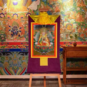 Padmasambhava karšto štampavimo auksą, padengtą puošmena thangka Buda pakabinti paveikslą