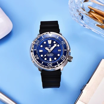 PAGRNE DIZAINO Nardymo Žiūrėti Keramikos Bezel Mechaninė Laikrodžius Gumos Dirželis Safyro Stiklas Automatinis laikrodis Top Brand Watch Vyrai