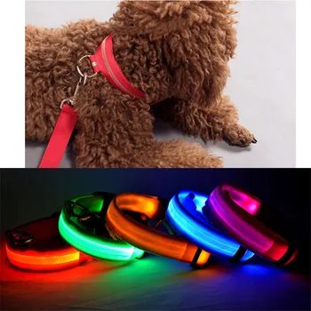 Pet LED Šviesos Nailonas Antkaklio Įkrovimo Naktį Saugos Mirksi Žėrintis Šunų Antkakliai USB Įkrovimo / Baterijos Modelis Pet products