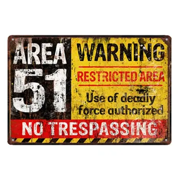 Plotas 51 Įspėjimas Pavojus, No Trespassing Įspėjamasis Ženklas Dirbtuvių Fabrikas, Garažas Mašina Pin Up Įspėjimas Derliaus Rūdžių Spalvos Metalo Skardos Ženklas