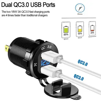 QC 3.0 USB Automobilinis Įkroviklis Greitai Įkrauti 3.0 Dual Uostų Greitas Įkroviklis Automobilinis Telefono Įkrovimo Adapteris, skirtas 