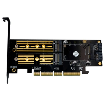 QINDIAN Pridėti Kortelės M. 2 NVME NGFF mSATA PCIE Riser į M2 Adapteris su Aukso M. 2 Heatsink SSD Aušinimo PCI Express X4/X8/X16 Pjesė