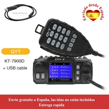 QYT Mini Radijo KT-7900D 25W Quad Band 136-174/220-260/350-390/400-480MHZ KT7900D Mobiliojo Walkie Talkie + USB laidas