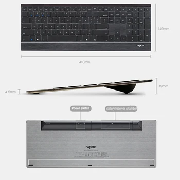 Rapoo E9500G Bluetooth/RT 2.4 G Multi-Media 4.5 mm-Ultra Plonas Belaidė Klaviatūra Nešiojamas Darbalaukio Planšetinį kompiuterį su 4 Prietaisais Prisijungti