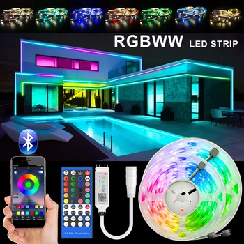 RGBWW LED Juostos SMD 5050 Šviesos 10M 5M LED Žibintai Vandeniui DC12V RGB Led juosta diodų juostelės Lankstus APP 