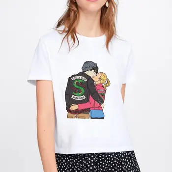 Riverdale Marškinėliai Moterims Vasaros atspausdinta marškinėliai Pietų Pusėje Žalčių T-shirt Harajuku Ullzang Marškinėlius Gyvatė Spausdinti Viršuje Tees Moteris
