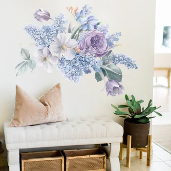 Romantiška violetinės gėlės Siena Lipdukas namų sienų apdailai gyvenimo kambario, miegamasis dekoro vandens spalvos tapetai lipnios etiketės