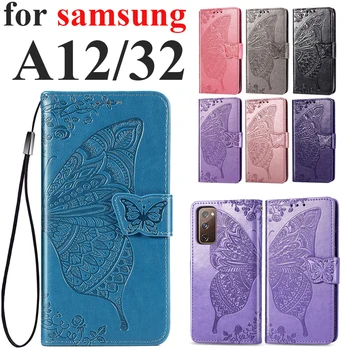 Samsung galaxy A32 atveju, 5g 4g a12 apversti piniginės telefono dangtelį 32, 12 4g drugelis modelio kortelės lizdas moterų, paauglių mergina