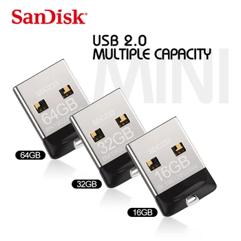 SanDisk Originalus CZ33 Mini Pen Drives 64GB 32GB 16GB 8GB USB Flash Drive USB 2.0 Stick U Diską, USB Raktą pendrive