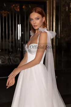 Sevintage Punktyras Tiulio Ilgai Traukinio Vestuvių Suknelės Boho Dirželiai Korsetas Atgal Nuotakos Suknelė 2021 Princesė Nuotaka Vestuvių Suknelės, Šaliai
