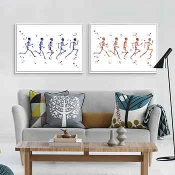 Skeletas spalvų spausdinimo abstrakčiai medicinos meno plakatas iliustracijos sveikatos biuro apdailos anatomija spausdinti mokslo meno rėmelį
